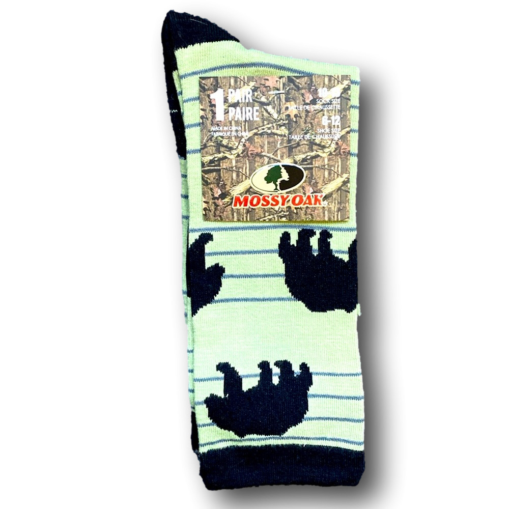3/$18 Mossy Oak Black Bears Funny Novelty Crew Socks - NWT